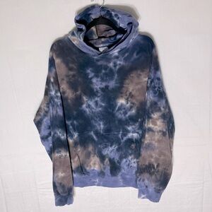 Kuwallatee Blue Brown Tie Dye Cotton Pullover Hoodie XL